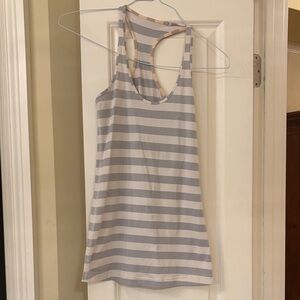 Lululemon Athletica Gray and White Striped Tank Top